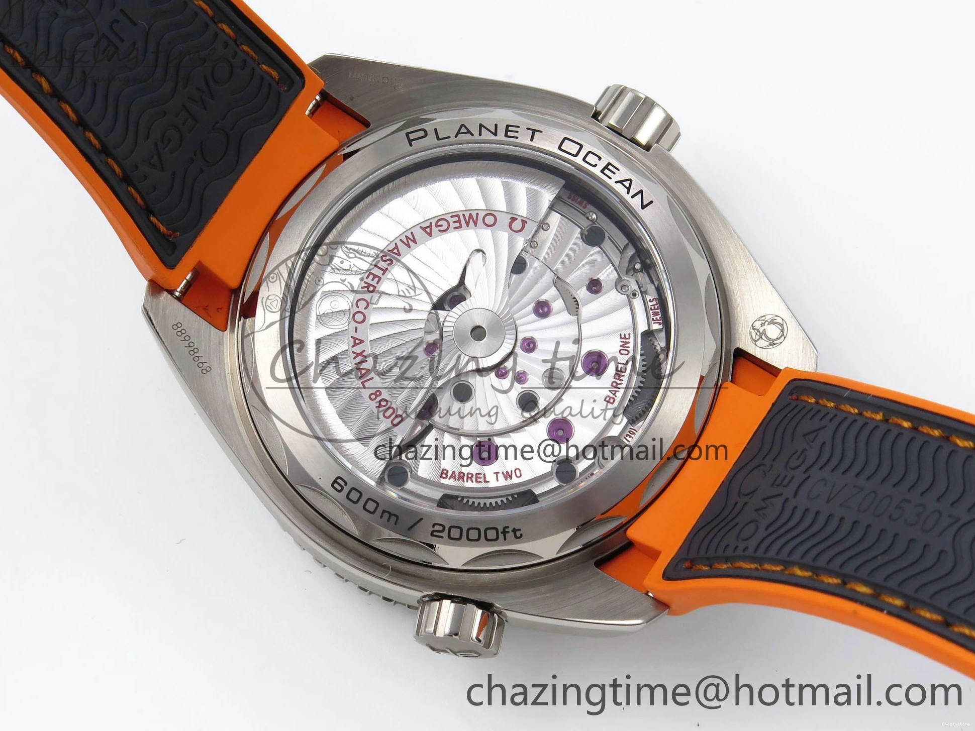 0210 Comfortable Planet Ocean 43.5mm SS VSF 1:1 Best Edition Black Orange Bezel Gray Dial on Nylon Strap A8900 Super Clone V 7730